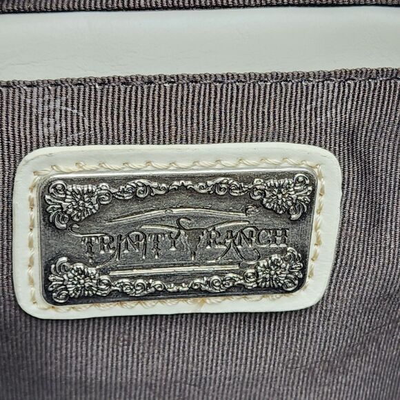 Trinity Ranch Western Floral Embossed Leather White Tote Bag - Picture 11 of 16